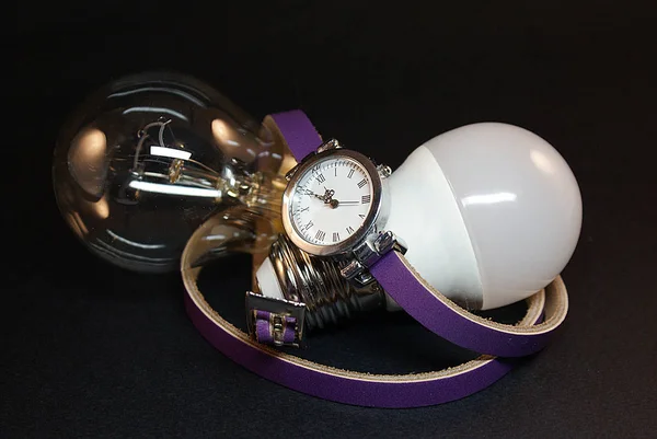 Lampada Elettrica Orologio Simbolo Del Tempo — Foto Stock