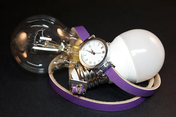 Lampada Elettrica Orologio Simbolo Del Tempo — Foto Stock