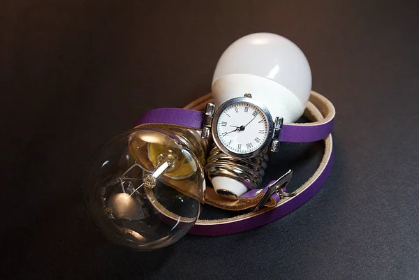 Lampada Elettrica Orologio Simbolo Del Tempo — Foto Stock