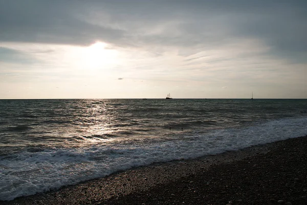 Jacht Meer Bei Sonnenuntergang — Stockfoto