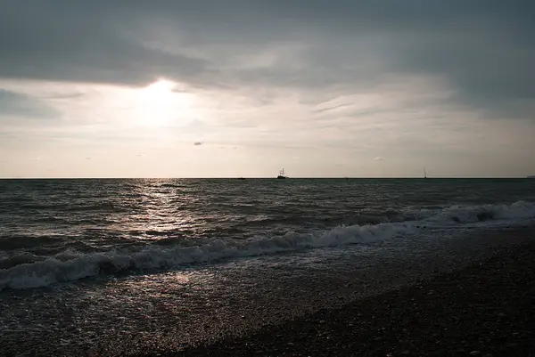 Jacht Meer Bei Sonnenuntergang — Stockfoto