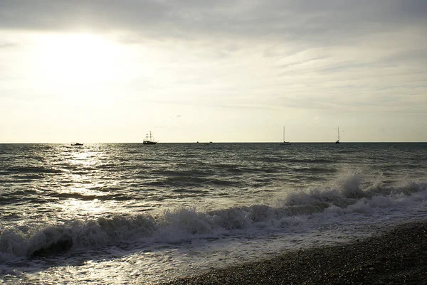 Yate Mar Atardecer — Foto de Stock