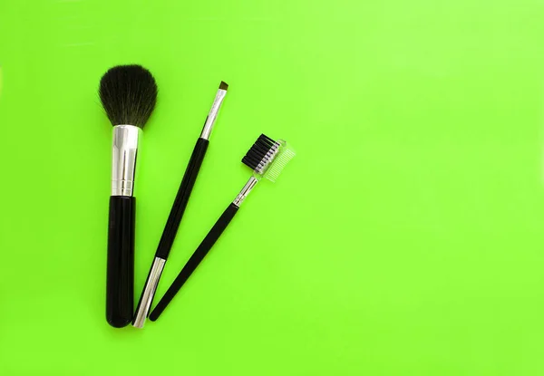 Conjunto Pinceles Para Maquillaje Sobre Fondo Brillante — Foto de Stock