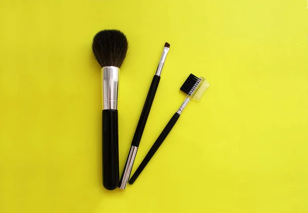 Conjunto Pinceles Para Maquillaje Sobre Fondo Brillante — Foto de Stock