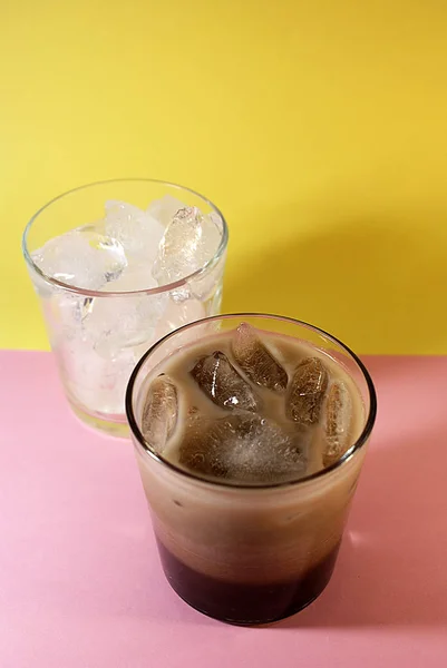 Eiskaffee Mit Milch Glas Eiswürfel — Stockfoto