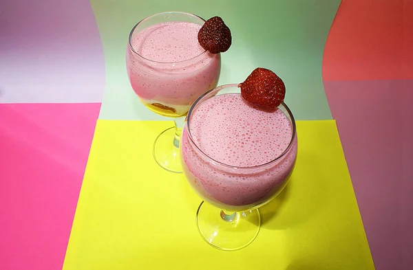 Batidos Fresa Fresas Bebida — Foto de Stock