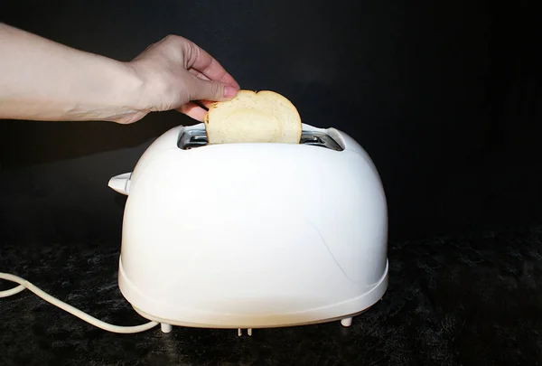 White Toaster Dark Background — Stock Photo, Image