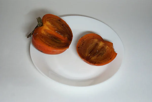 Ripe Orange Persimmon Fruit Isolated White Background — Stock Photo, Image