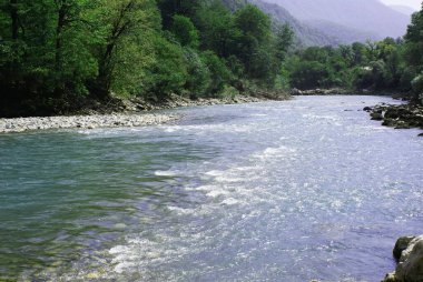 Dağdaki temiz nehir, güzel manzara, doğa..