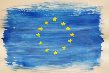 Avrupa, Avrupa Birliği, arka plan ulusal bayrağının çizimi.
