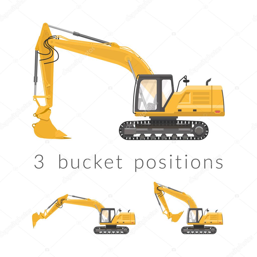 Flat excavator 3 bucket position