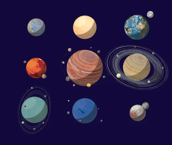 Solar System Planets Set — Stock Vector