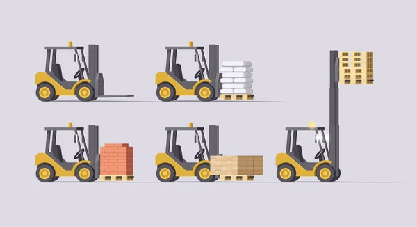 İnşaat malzemeleri ile izole forklift yükleyici vektör