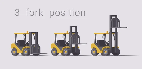 Vektör Izole Sarı Kaba Arazi Forklift Çatal Pozisyon — Stok Vektör