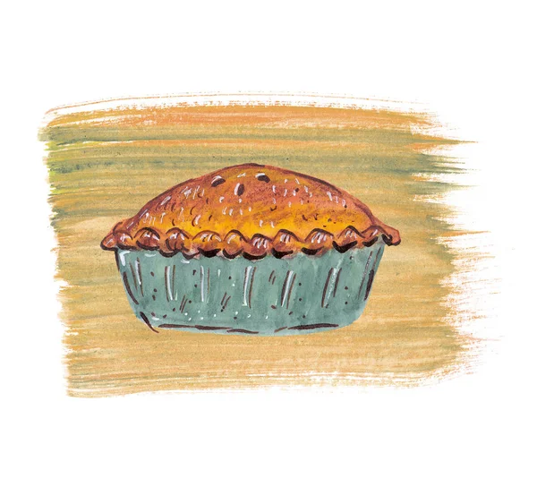 Watercolor Illustration Cake Khaki Background — Stock Photo, Image