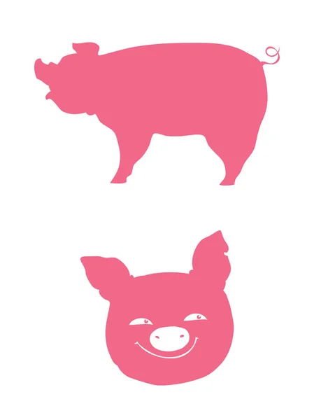 Silhouette Muselière Porc Rose Vecteur — Image vectorielle