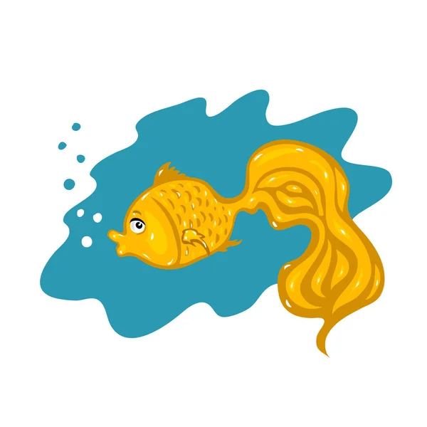 青い海でベクトル金魚 — ストックベクタ