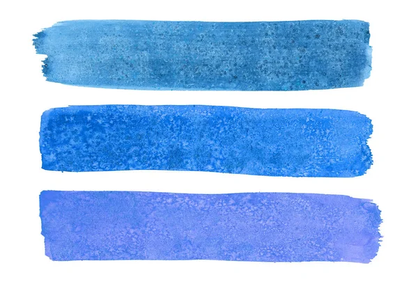 Akvarelu sada dlouhé tahy se modrá barva s texturou, soli — Stock fotografie