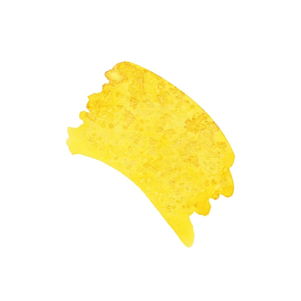 Akvarell gul penseldrag med textur av salt — Stockfoto