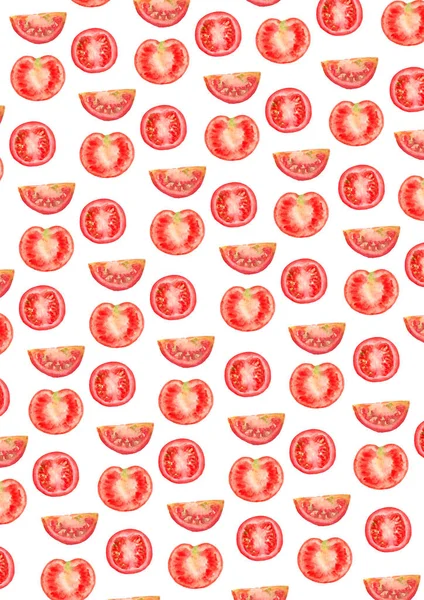 Aquarell Hintergrund Mit Illustration Von Roten Tomaten Auf Weißem Hintergrund — Stockfoto