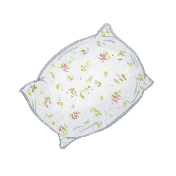 watercolor drawing of sleep pillow on white