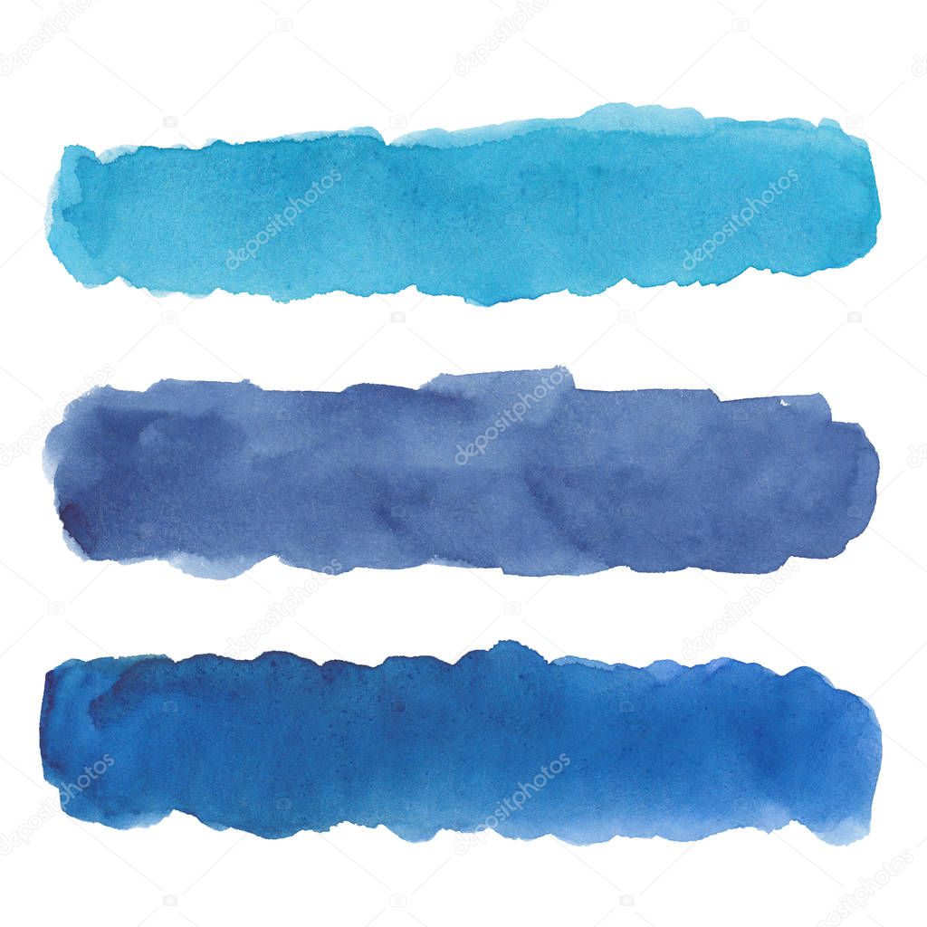 Watercolor drawing of blue stripes on white