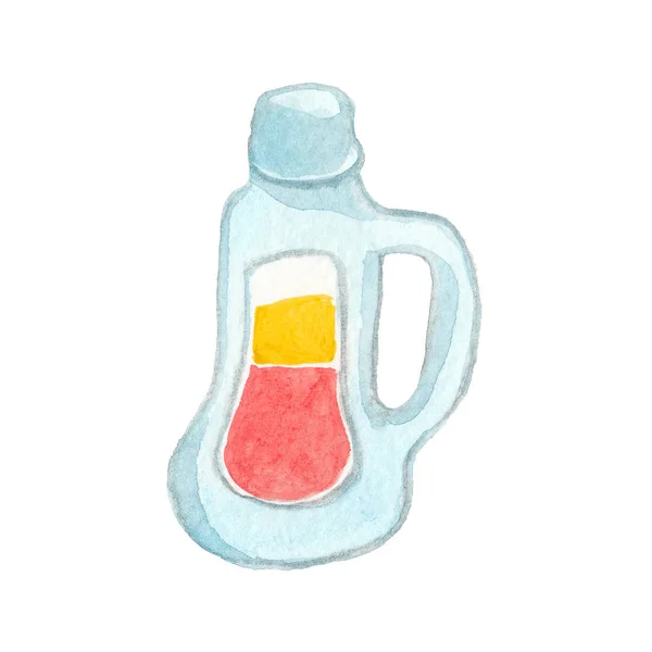 Akvarel ilustrace mycího gelu v plastovém obalu — Stock fotografie