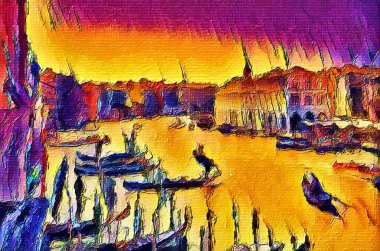  Venedik Güçlü Aquarell Boyama Dogital Sanatı