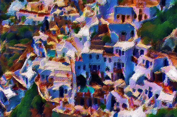 Santorin Acryl Painting Digital Artwork — Stock Photo, Image