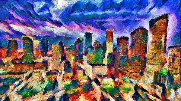 City Acryl Painting Digital Artwork — Stock fotografie