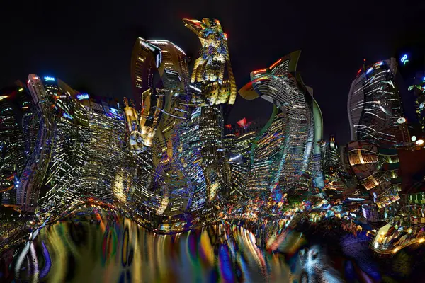 Geceleyin şehir dijital sanat fotoğrafını soyutlar