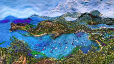 caribbean landscape abstract painting digital artwork clipart