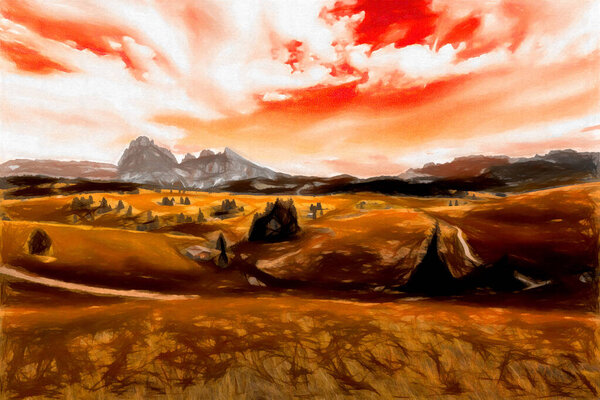 Пейзаж абстрактная живопись
