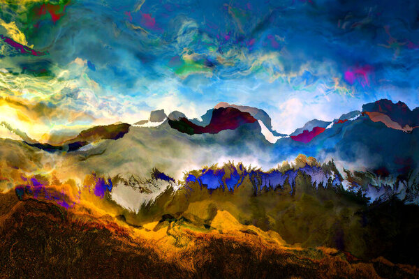 Абстрактная живопись горного пейзажа
