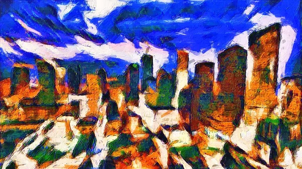 Abstracte City Acryl Painting Digital Artwork — 图库照片