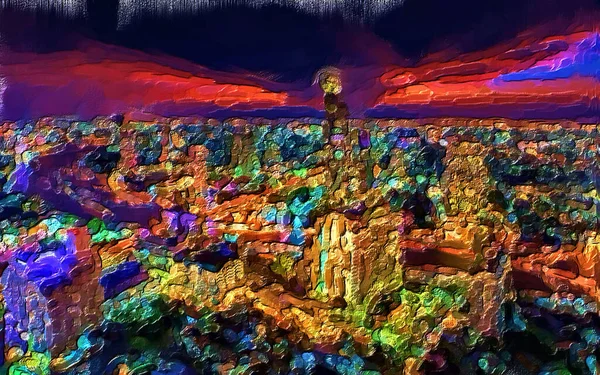 Bangkok geceleri, dijital soyut resim