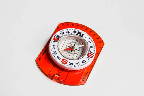 Navigationsutrustning För Orientering Kompass Vit Bakgrund — Stockfoto