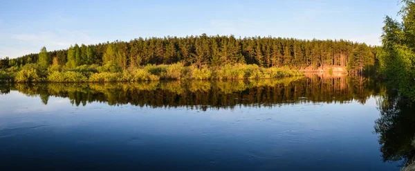 Tavaszi Panorámás Víz Táj Közép Oroszország Panoráma Folyó Nemzeti Park — Stock Fotó