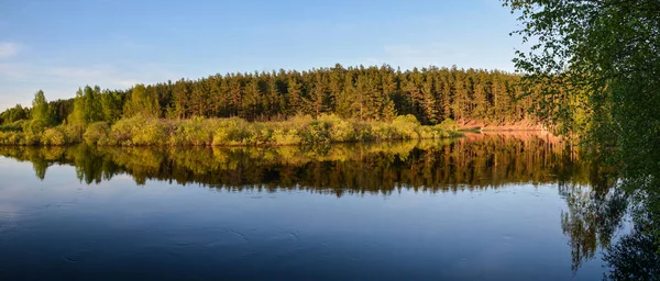 Lente Panoramisch Water Landschap Van Centraal Rusland Panorama Van Rivier — Stockfoto