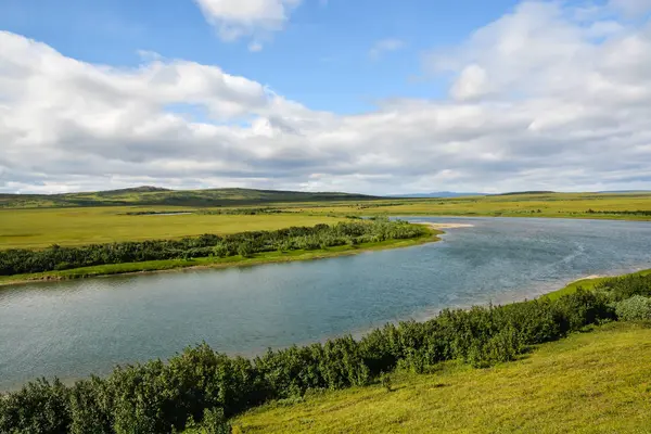 Noordelijke Rivier Onder Toendra Pike Rivier Het Natuurpark Polar Oeral — Stockfoto