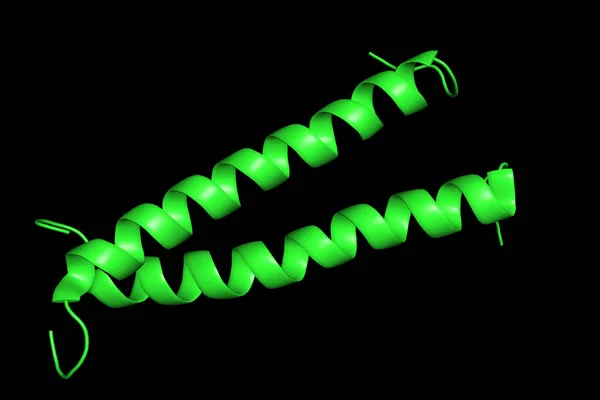 Estrutura Cristalina Tridimensional Molécula Proteína Marcador Crescimento Tumoral Modelo Biopolímero — Fotografia de Stock