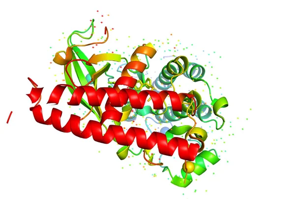 Struttura Cristallina Tridimensionale Molecola Proteica Marcatore Crescita Tumorale Modello Biopolimero — Foto Stock