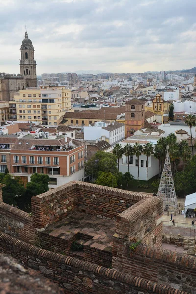 Staden Malaga Från Ovan Utsikt Över Staden Från Fästningen Väggen — Stockfoto