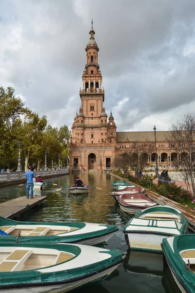 Plaza Spanien Sevilla Huvudstaden Andalusien Symbolerna För Staden Ett Populärt — Stockfoto