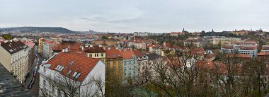 Vysehrad hill Prag'dan Panoraması. Çek başkentinin yukarıdan görünüm.