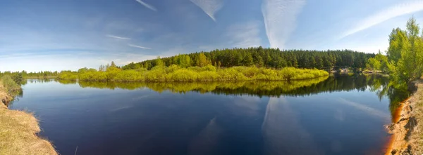 Panorama Spring River May Water Landscape National Park Meshchersky Russia — Stock Photo, Image