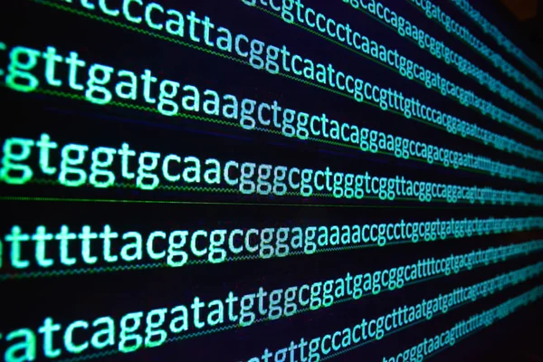 Sekwencjonowanie Genomu Laboratorium Sekwencja Genów Symbole Nukleotydów Bazy — Zdjęcie stockowe