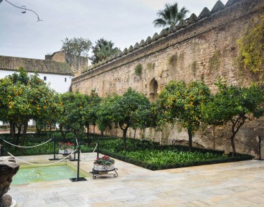 Alcazar Cordoba Hıristiyan kralların. Tarihi merkezi, Cordoba, Andalusia bulunan Ortaçağ Kalesi.
