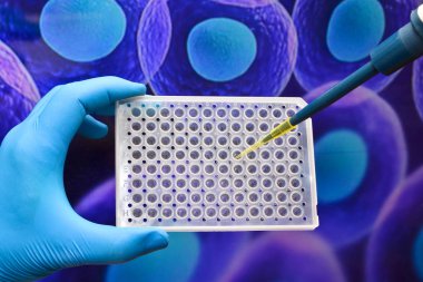 Biyolojik araştırma hücre teknolojileri. Biyoteknolojik laboratuvarlarında bilimsel deneyler.