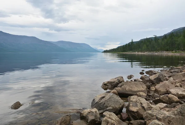 Horské Jezero Nakomaken Plató Putorana Večerní Vodní Krajina Poloostrov Taimyr — Stock fotografie